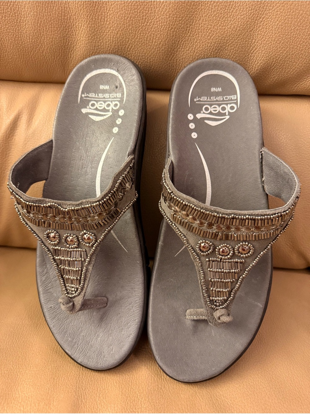 ABEO Mystic Silver Beaded Thong Sandals